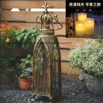 

Винтажная ветровая лампа из кованого железа, романтическое украшение для рабочего стола, украшение для сада, продукты, ностальгический подсвечник, маленький фонарь