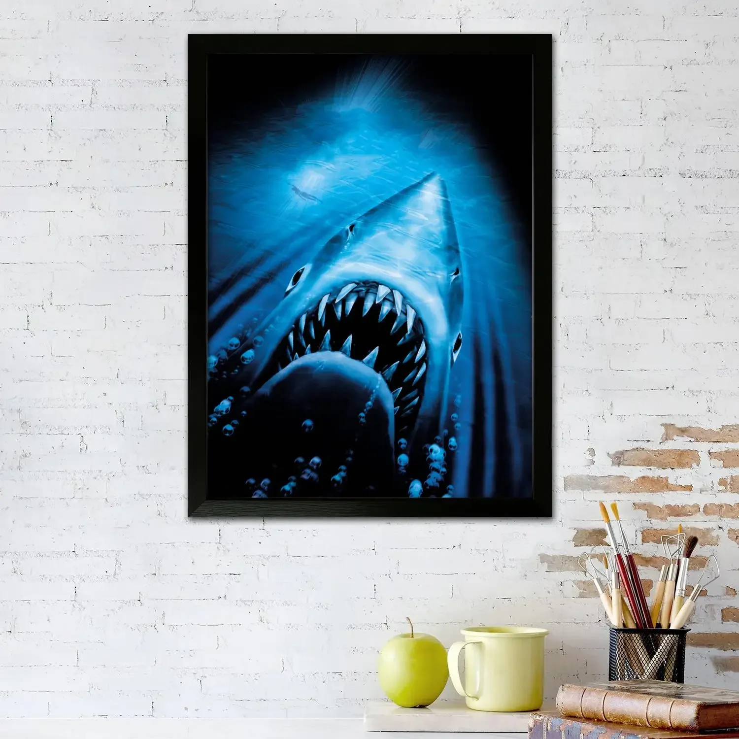 jaws Movie Canvas Art Poster, Wall Art, Picture Print, Modern Family, Bedroom Decor, Posters,Decorative painting