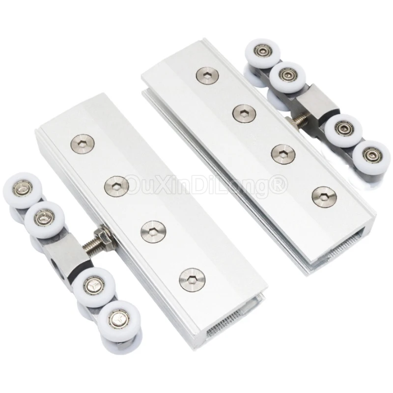 1PCS Sliding Glass Door Hanging Wheels Glasss Door Pulley Hanging Track Pulley Aluminum No Drilling Load Bearing 100KG GF1418