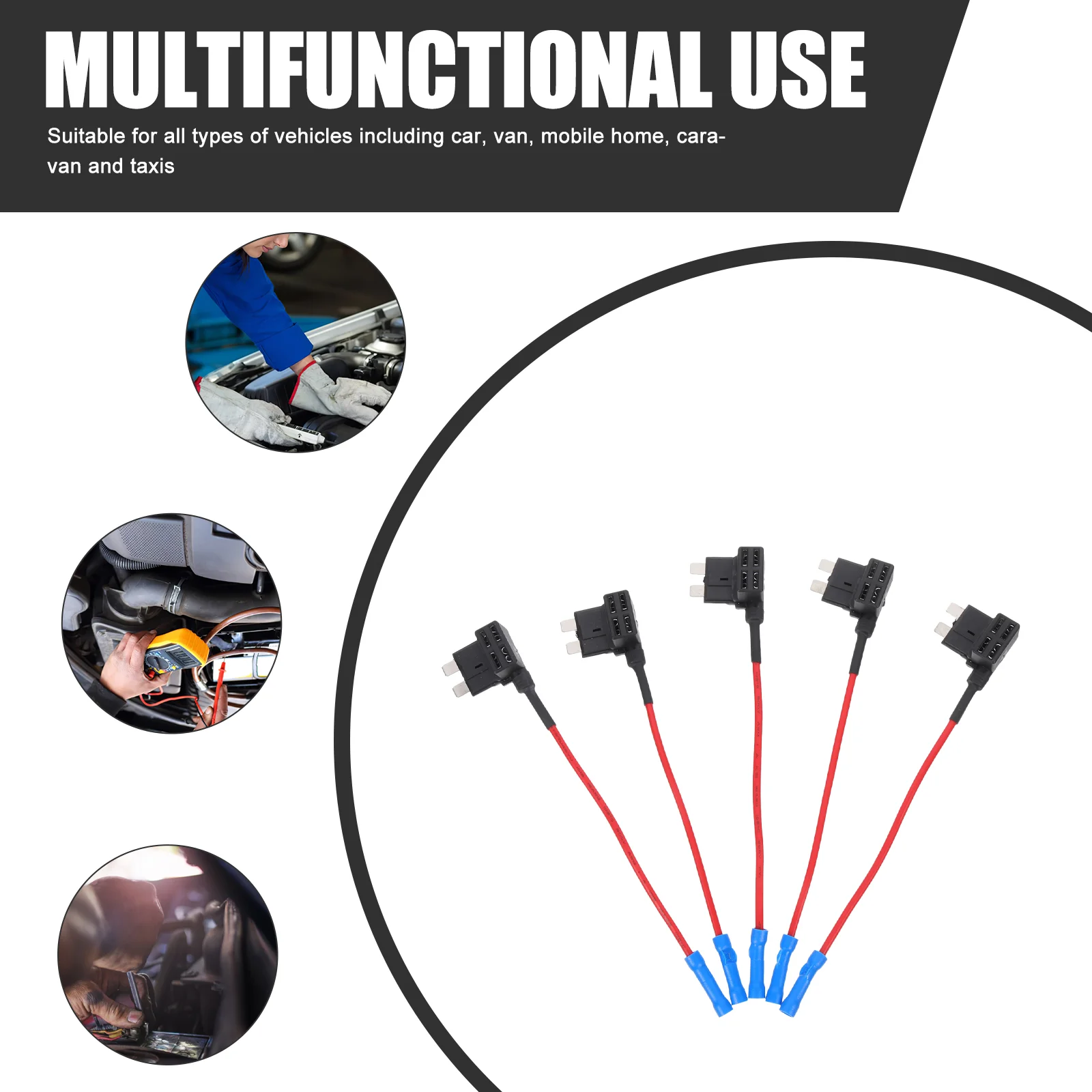 10 Pcs Fuse Taps Automotive Hardwire Kit for Dash Camera Electric Take-off Point Line Mini