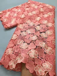 Tecido de renda solúvel em água africano com strass para mulheres, casamento elegante vestido de festa, mais recente cordão guipure, TY3865, 2024