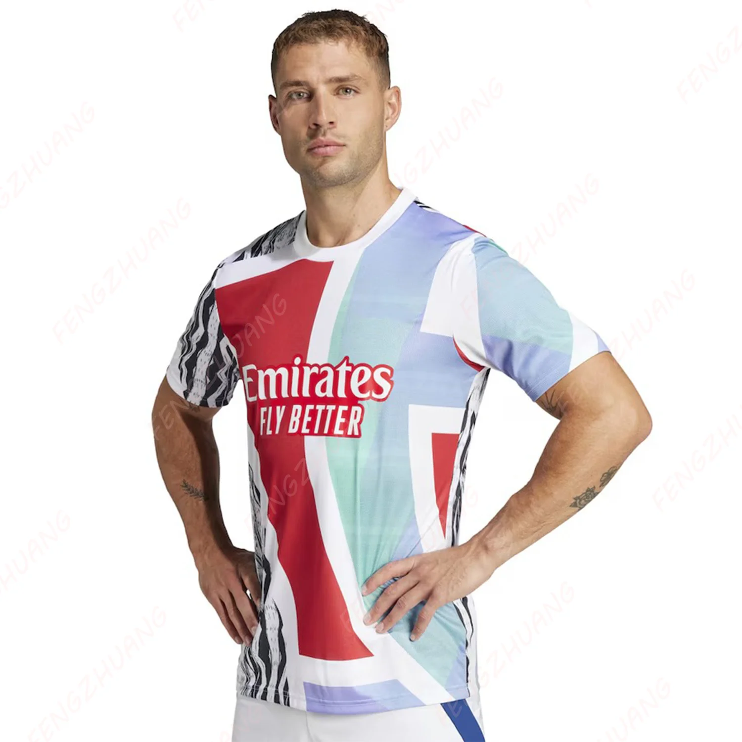 Men's Arsenal FC 24/25 Pre-match Shirt Outdoor Sweat Absorbent Quick Dry Soccer Jersey Summer Classic Casual Loose T-Shirt