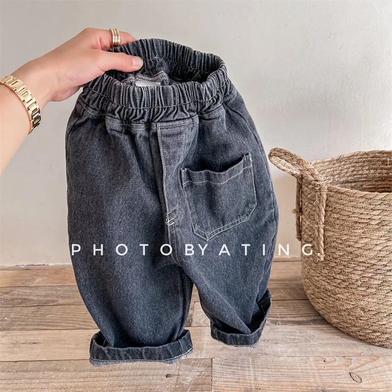 Kid Jean Pant Baby Boys and Girls 2024 Fall Children New Denim Pants Boys and Girls Haren Pants Baby Girls Fashion Casual Pants