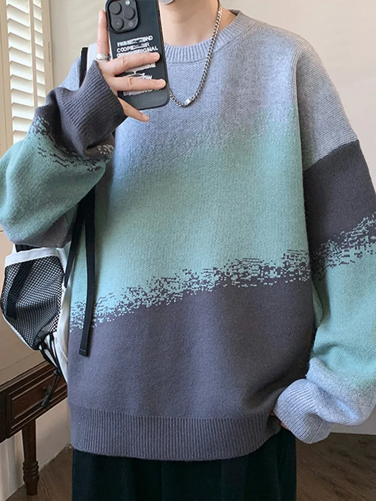 

Loose Fit Men's round Ne Knitwear Thiened Youth Faion Winter Sweater Soft Comfortable Midweight Long Sve Casual irt