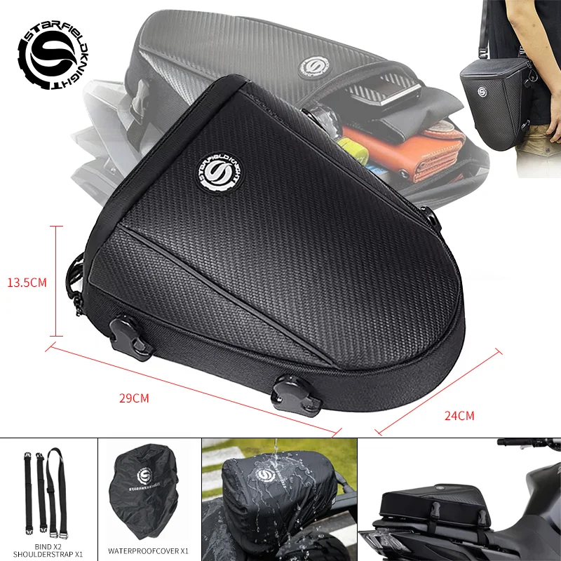 

Черная мотоциклетная сумка на заднее сиденье для верховой езды, многофункциональная сумка через плечо большой емкости, нагрудная передняя посылка с дождевиком