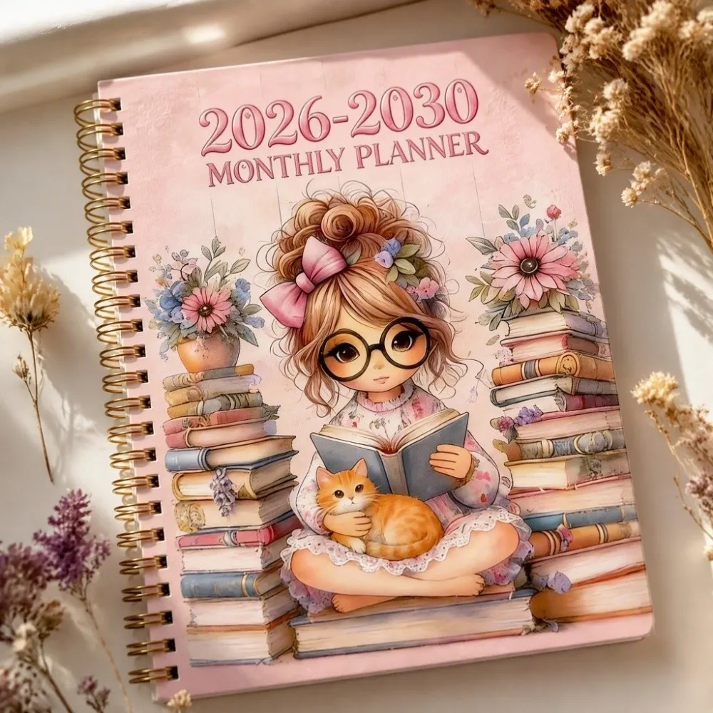 Thick Paper 2026-2030 Planning Notebook Wear-resistant Efficiency Women's Cover Notebook Cartoon Portable 60-Month Notebook