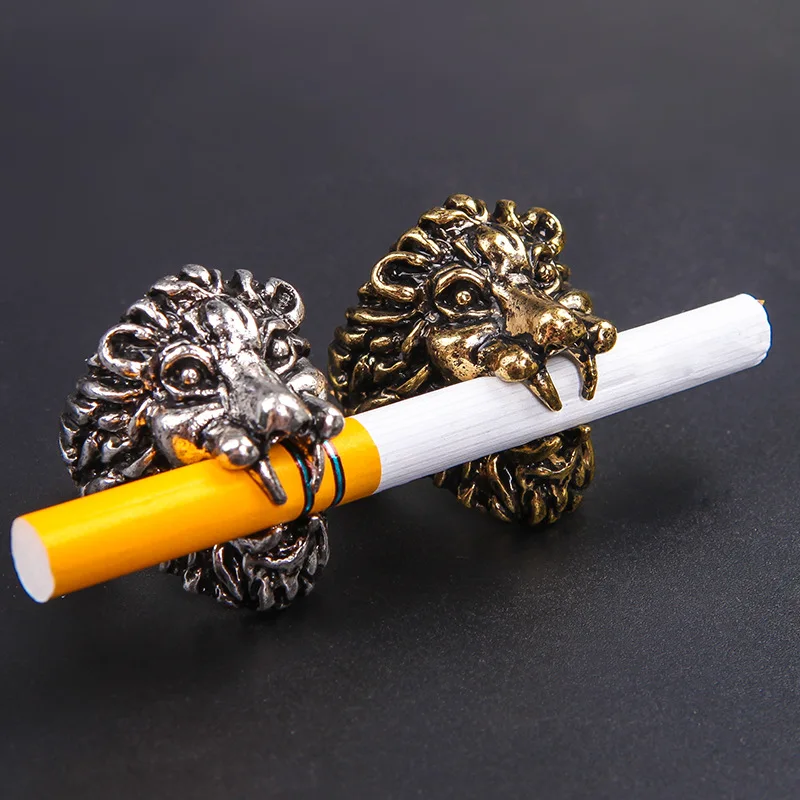 Ring Cigarette Butt Ring Creative Lion Head Metal Cigarette Holder Cigarette Cigarette Holder Internet Celebrity Smoking Ring