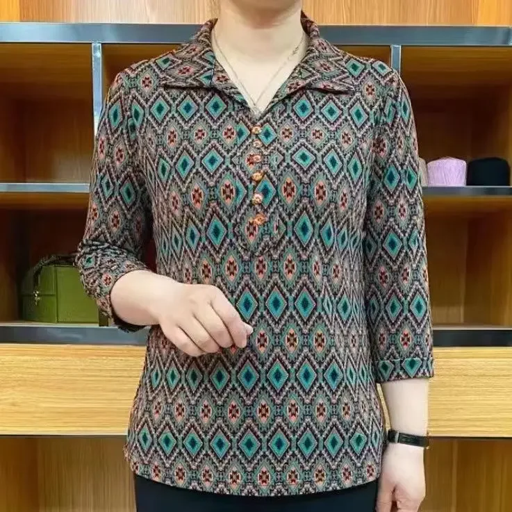 

Винтажная женская летняя футболка с цветочным принтом и рукавами 3/4, универсальная модная повседневная женская одежда, уменьшающая возраст, новые повседневные свободные топы