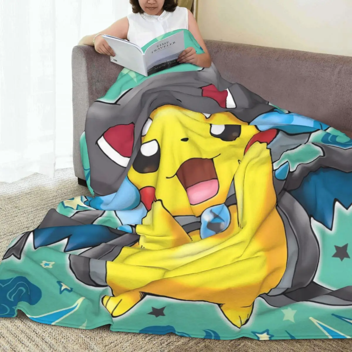 Pikachu Cartoon Blankets Soft Comfortable Plush Throw Blanket For Home Decor Travel Office Flannel Bedspread Bed Cover