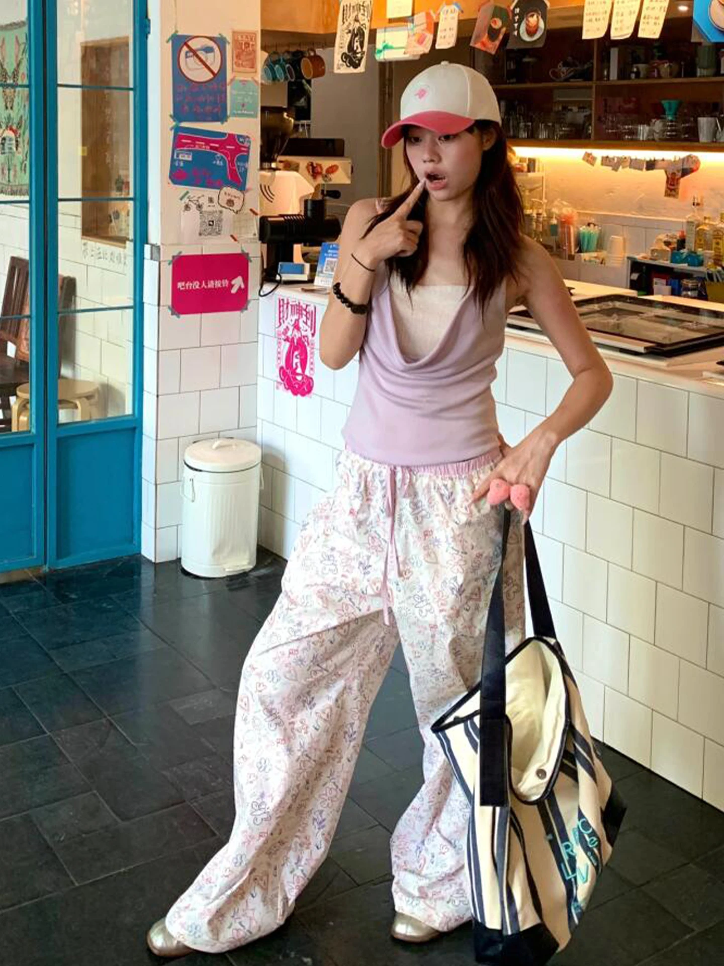 السراويل النسائية الأنيقة الربيع الشنيل الحضرية زرر البولكا جميل ثنيات شبكة بألواح الزنانير Shirred البحرية الشارع الشهير OL #4