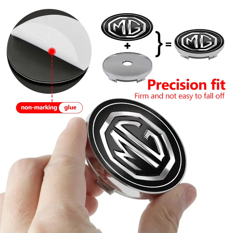 For MG 4pcs 56/60mm Car Wheel Center Hub Cap Rim Cover Stickers Cyberster 3 5 6 7 ZS ES5 ONE HS 4 EV view 4