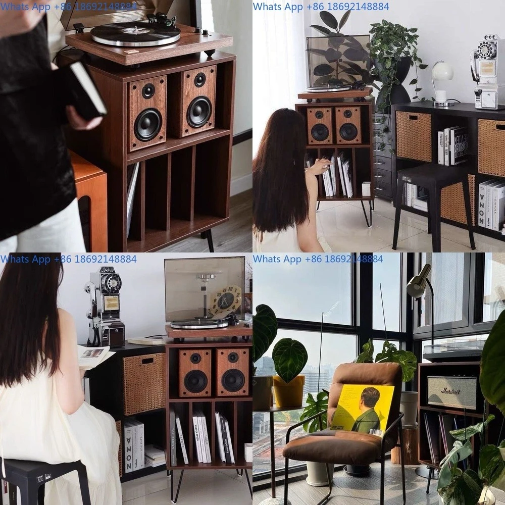 

Vinyl Record Player Storage Shelf for CD Audio Equipment and Magazine Display