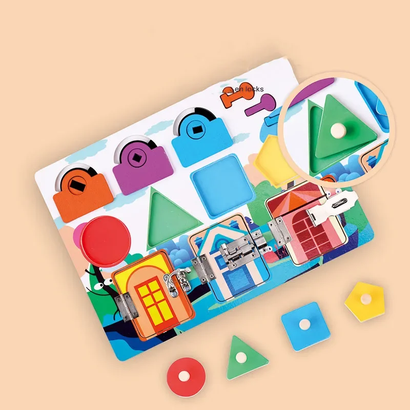 New Early Education Toy Intellectual Science Puzzle Educational Box Toy Game Unlock Buckle Lock Shape Recognition Gifts Children