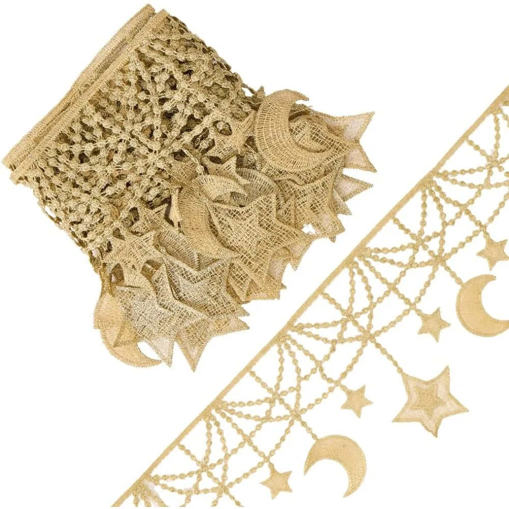 

3 ярда 6-дюймовая лента MoonStar с вышивкой и кисточкой, кружевная отделка, венецианское цветочное волокно, вязаная крючком ткань, вышивка, свадебная нашивка, наклейка