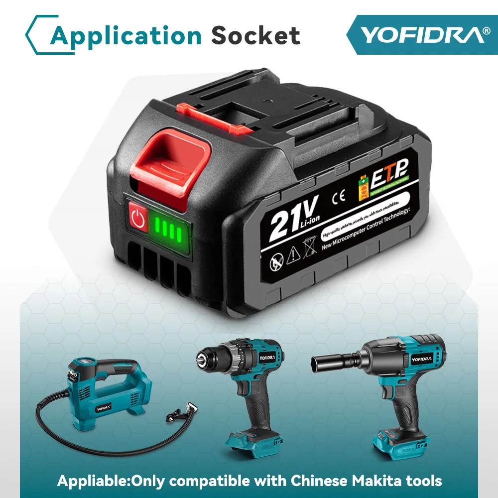YOFIDRA 18-21V Wiederaufladbare Lithium-Batterie für Bürstenlose Kettensäge Bohrmaschine Elektrischer Schraubenschlüssel für Makita 21V 18V Akku – Detail 14