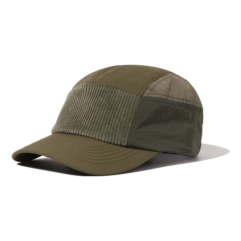 Japan South Korea Street Baseball Cap Tooling Five-Leaf Color Matching Corduroy Stitching Peaked Caps Winter Sunshade Hat