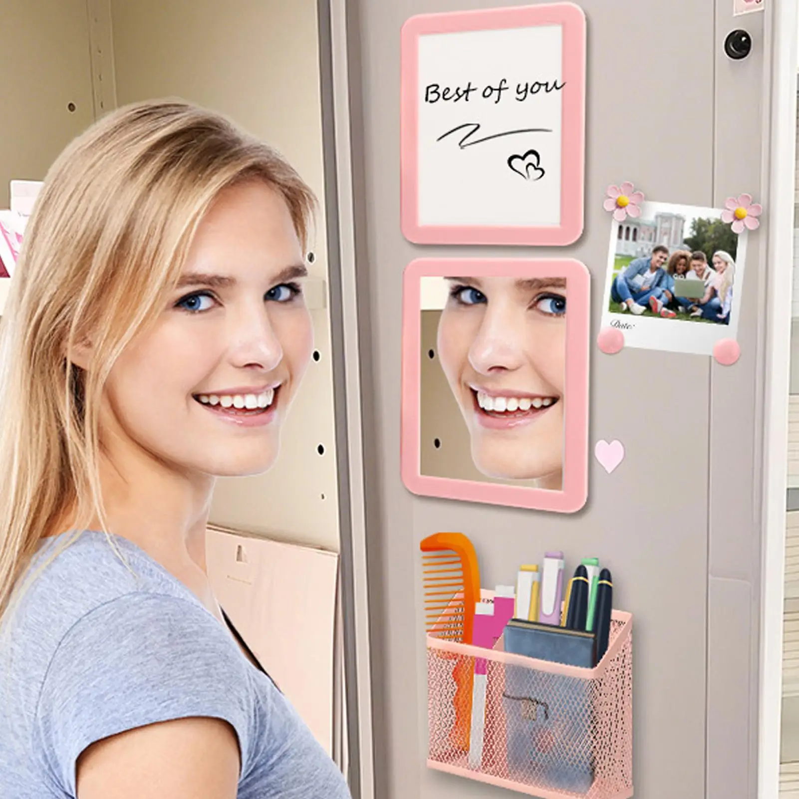 Locker Accessories Kit Aesthetic with Dry Erase Markers Whiteboard Magnetic Stickers Magnetic Locker Accessories Fridge Decor