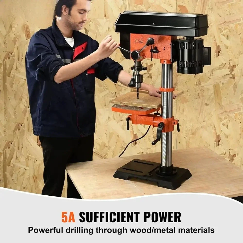 12 Inch Variable Speed Cast Iron Benchtop Drill Laser Guide Adjustable Worktable Metal Wood Unit