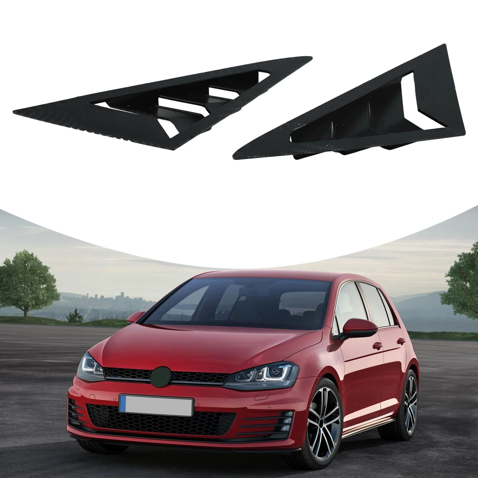 Fits For Volkswagen VW Golf 7 MK7 MK7.5 2013~2019 Car Front Triangle Window Louver Side Shutter Blind Shades Cover Sticker Vent