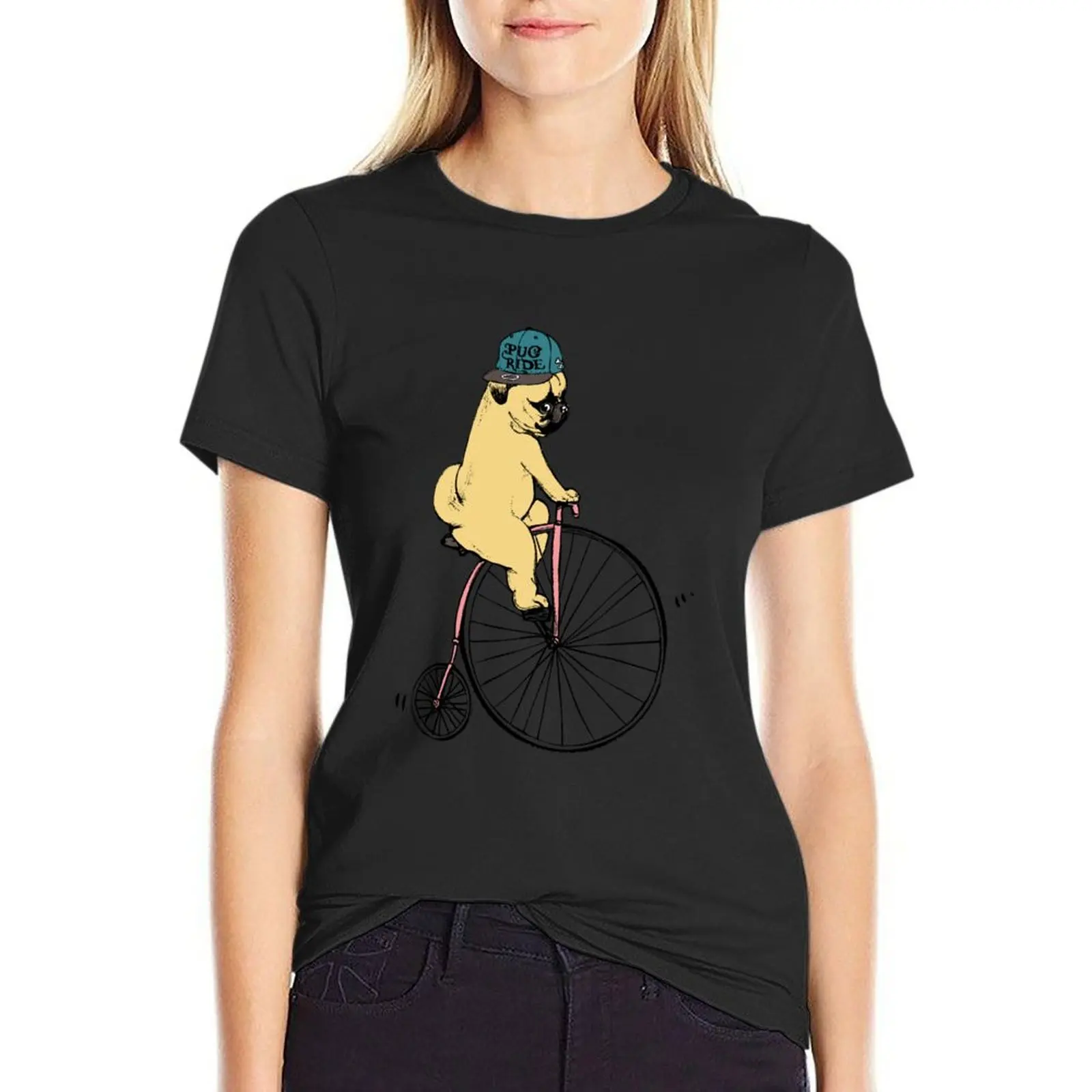 

Pug Ride T-Shirt summer clothes graphics shirts graphic tees Women's clothing