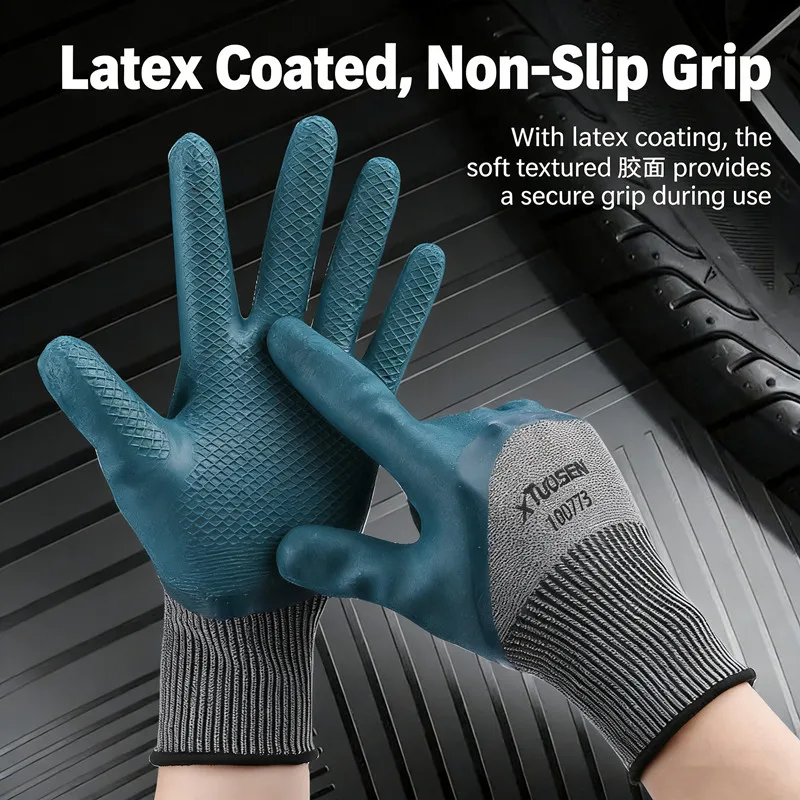 Winter Thermal Work Gloves, Anti-Slip Rubber Coated with Fleece Lining, Heavy Duty for Construction, Warehouse & Outdoor Labor