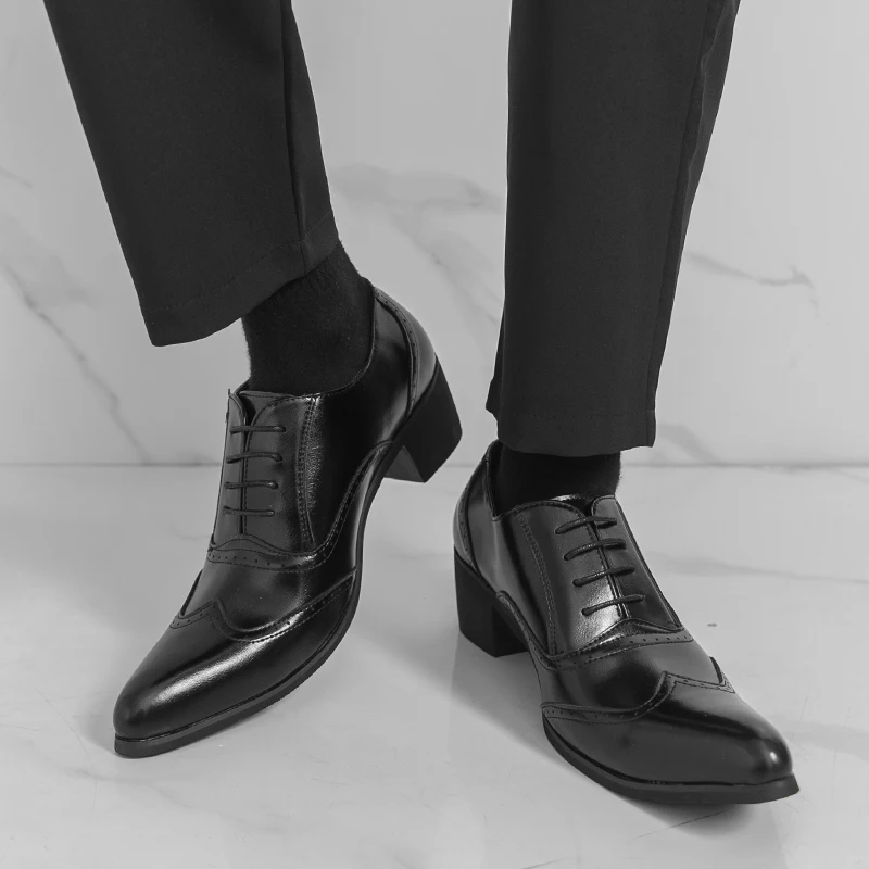 Men's casual leather shoes Gentleman Classic British Style Work leisure party Black brown adult suit Hot selling New versatile view 5
