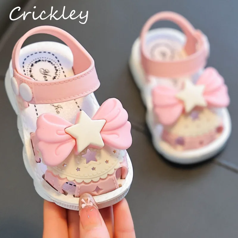 

Детские сандалии Cute Star с бантом, из ПВХ, водонепроницаемые, нескользящие, для девочек, летние, для малышей, пляжные, для первых шагов