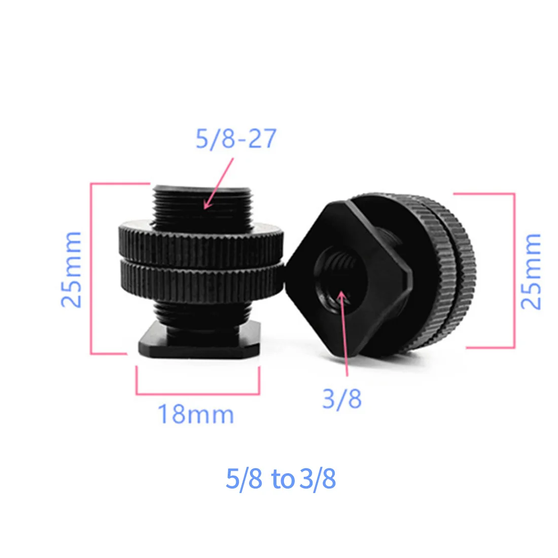 3/8 1/4 5/8 Single Dual Nut Stativplatte zum Blinken Kalter Blitzschuh-Schraubenadapter für GoPro 13 Insta360 X4 Light Stativ-Mikrofonhalter – Detail 10