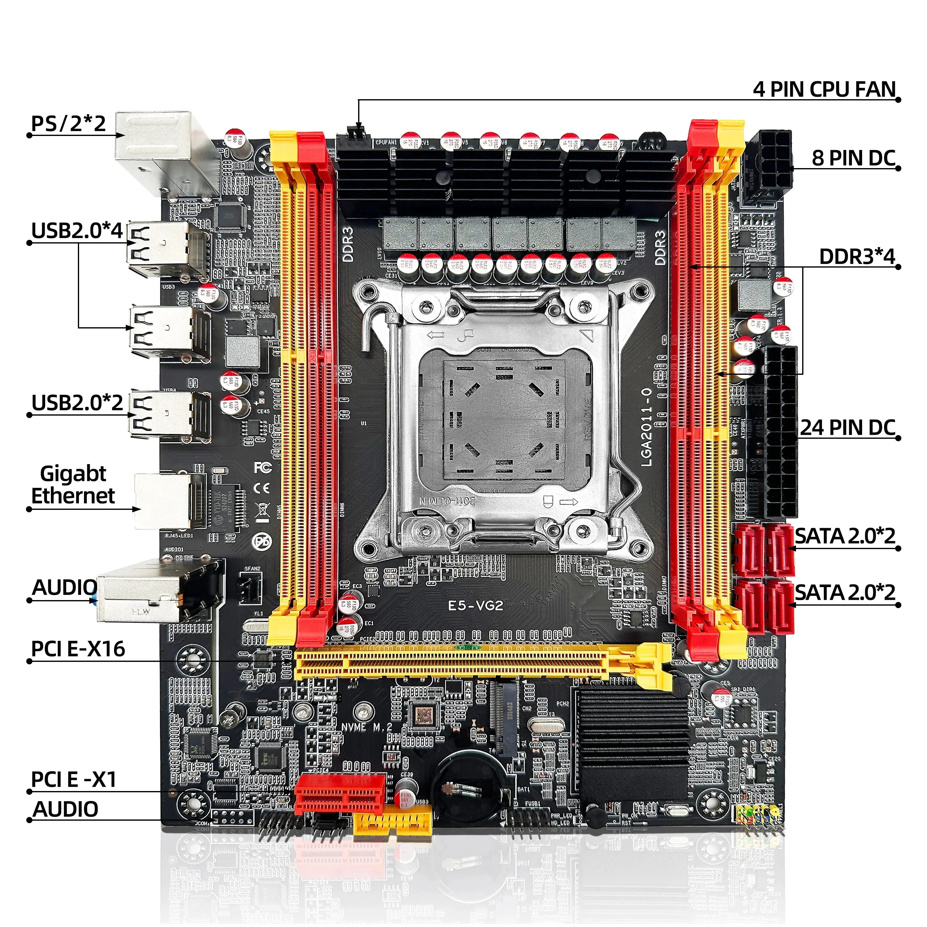 ZSUS 마더보드 세트 키트, 인텔 LGA2011 제온 E5 2689 C2 CPU DDR3 1*16GB 1600MHZ ECC RAM 메모리 NVME M.2 SATA, X79 VG2