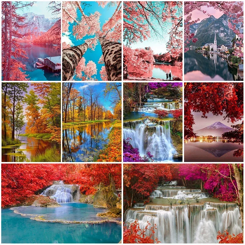 

DIY Diamond Painting Tree Diamond Mosaic Landscape Autumn Embroidery Full Round Diamond Rhinestone Cross Stitch Home Gift