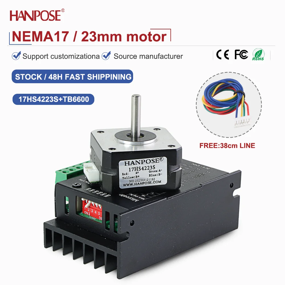 

Прецизионный шаговый двигатель с драйвером 3,4 В 0,8 А NEMA17 17HS4223+TB6600, стабильная работа на высокой скорости.
