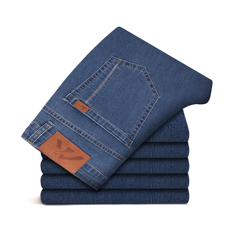 2025 Summer Thin Material New Loose Straight Light Business Denim Elastic Trousers Denim Pants