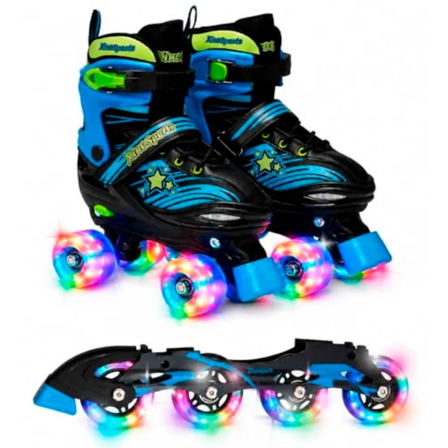 2 in 1 Combo, Roller Skates Inline Skates - Interchangeable LED Light Up Skates for Ages 6-12, Teens and Adults, Inline Skates