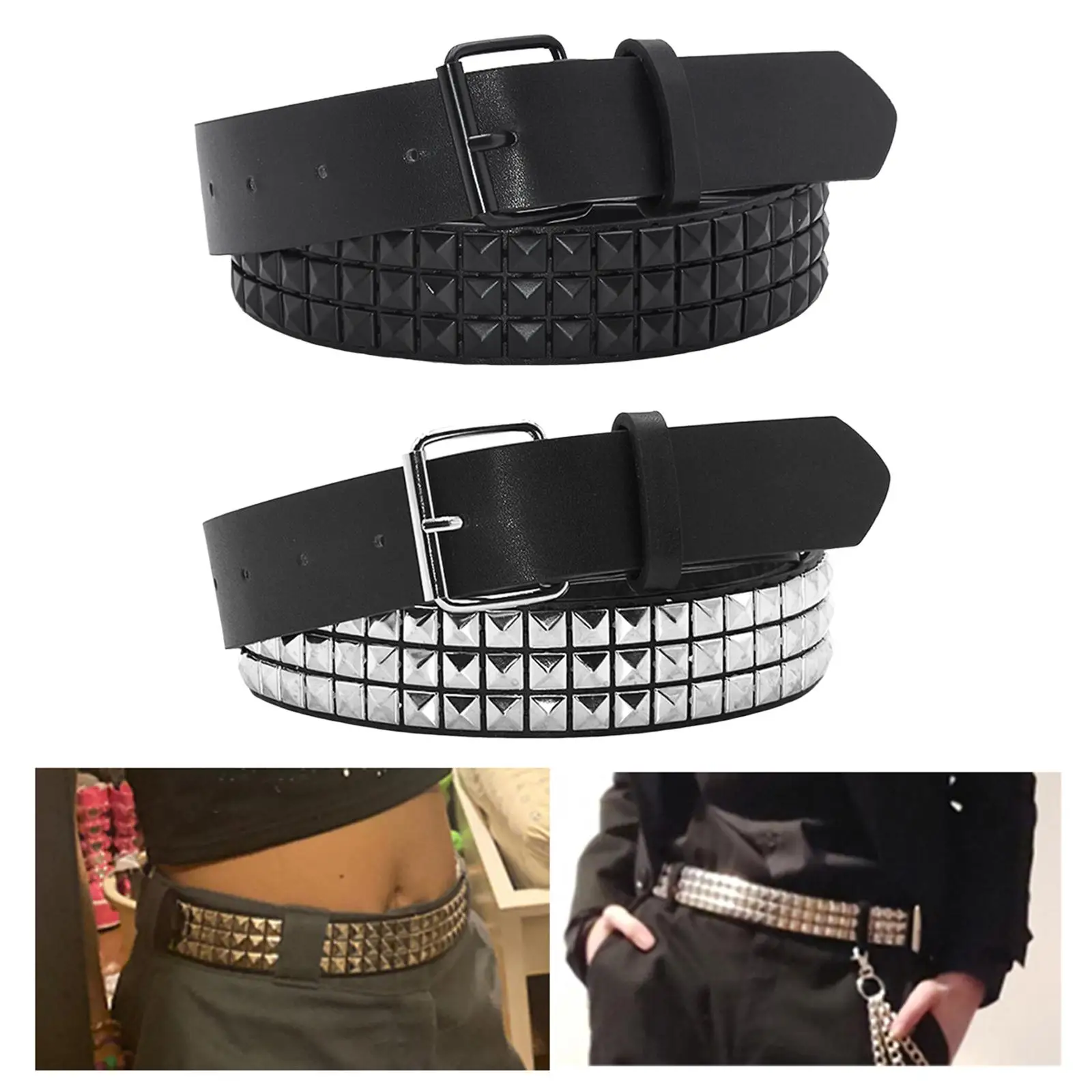 Fashion Rivet Belt Men Women\'s Studded Belt Punk Rock With Pin Buckle Belt Waistband