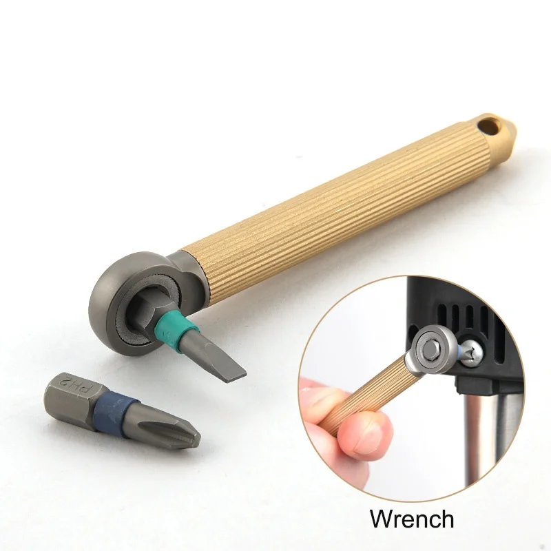 سلسلة المفاتيح المحمولة نافذة قواطع النحاس سبائك التيتانيوم متعددة الوظائف EDC أداة وجع مفك مسطح الصليب مفك البراغي #3