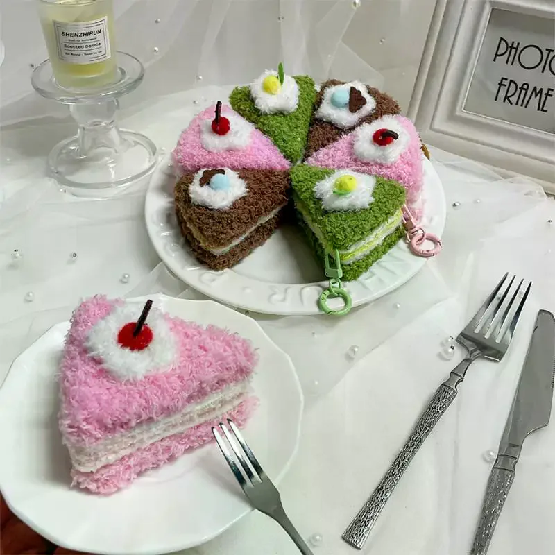 Cute Triangle Thousand Layer Cake Food Plush Keychain Creative Cartoon Doll Pendant Kawaii Backpack Ornament Decoration Gifts