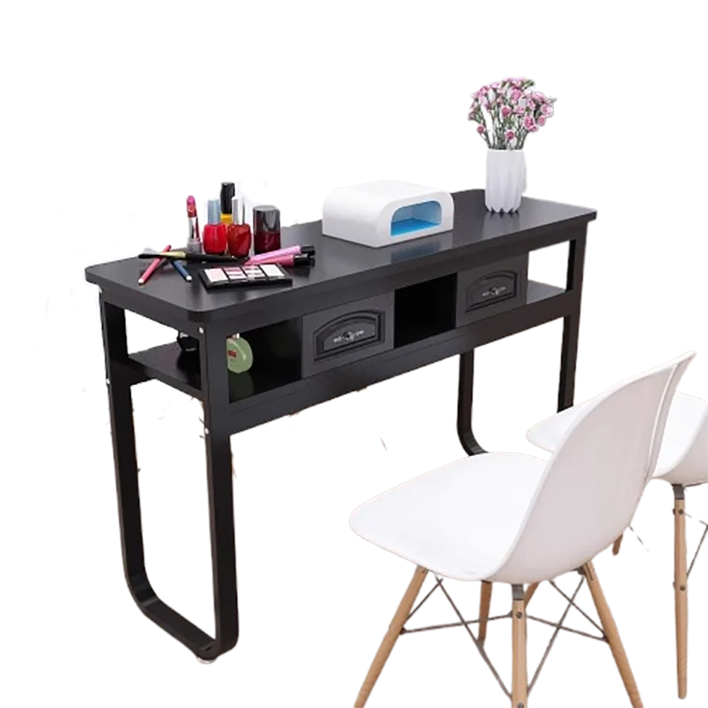 #Chinese Vintage Nail Table With Drawers Simple Rustic Glam Manicure Table Multifunctional Design Mesa Manicura Salon Furniture