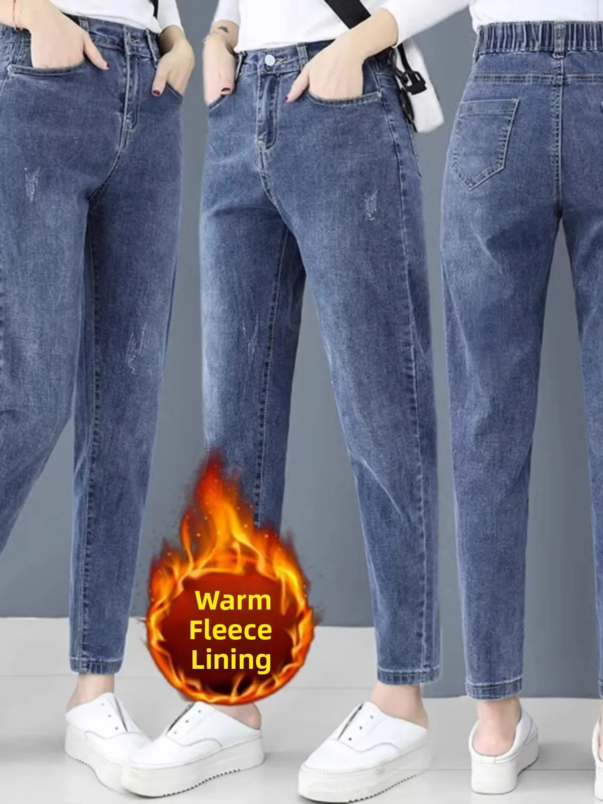 

Женские джинсовые комбинезоны с подкладкой, на осень-зиму, с высокой талией, повседневные, в стиле Харадзюку, свободные, широкие брюки