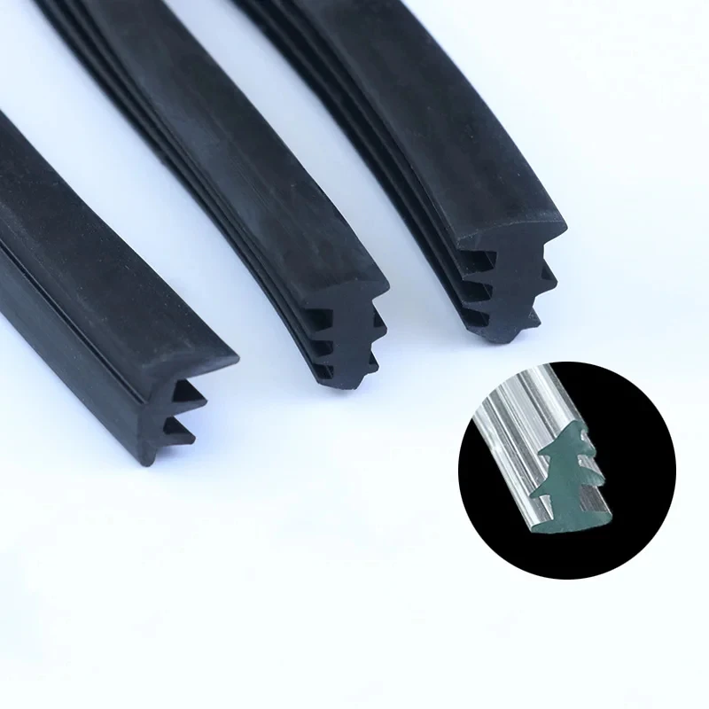 1/3/5M T Shape Aluminum Alloy Door And Window Sealing Strip Fixed Glass Gap Windproof Waterproof Fill The Card Slot Rubber Strip