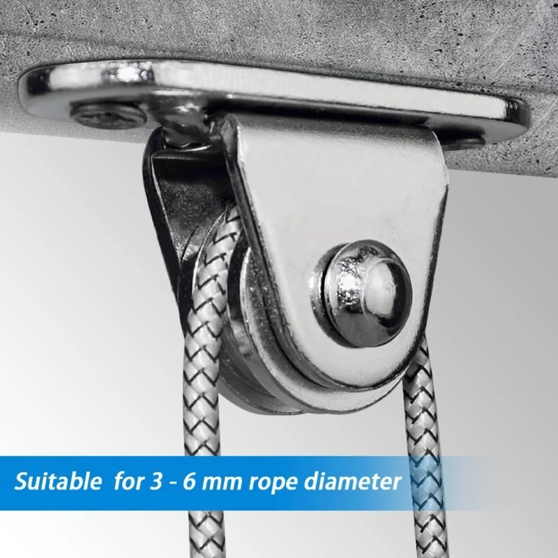 652F Quiet Bearing Cable Pulley Set Versatile Stainless Steel Cable Pulley Set Easy Installation Versatile Use 2pcs/set