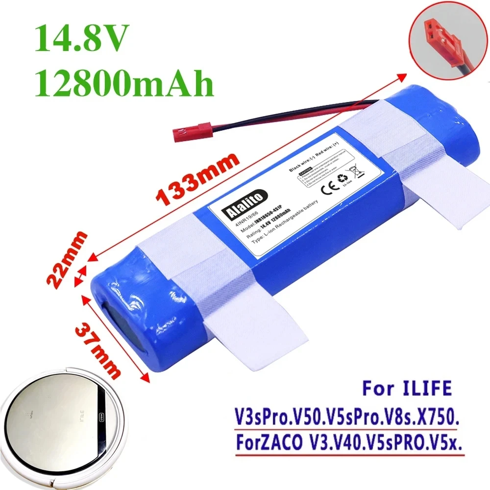 Genuine 14.8V 128000mah 18650 Lithium Battery For ILIFE V3s Pro, V50, V5s Pro, V8s, X750 Robot Vacuum Cleaner Battery