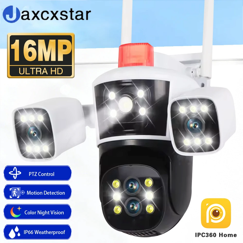 8K 16MP WiFi Security Camera Outdoor Three Screen 360° PTZ View Surveillance CCTV Camera IPC360 Home