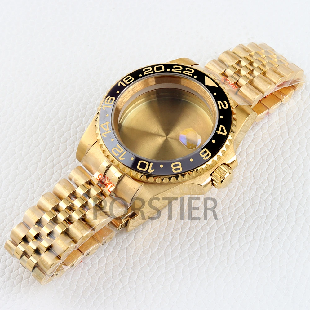 الذهب NH35 ساعة حالة 40 مللي متر الياقوت الزجاج 20 مللي متر اليوبيل سوار ل SUB GMT يخت ماستر NH34 NH35 NH36 NH38 حركة 28.5 مللي متر الطلب #6