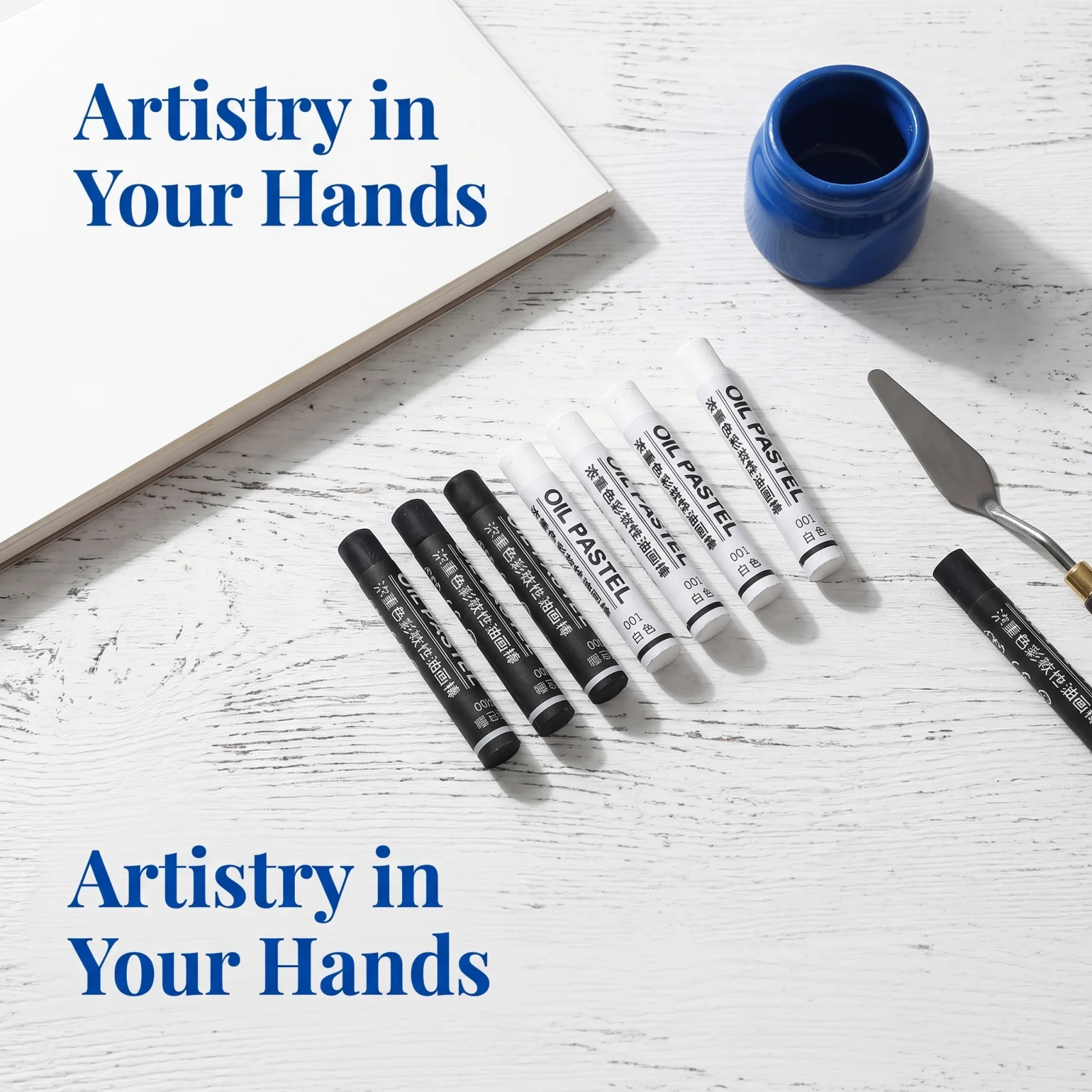 6Pcs Soft Oil Pastels Set, Heavy Pigment for Impasto & Blending, Professional Art Supplies – Available in Black or White