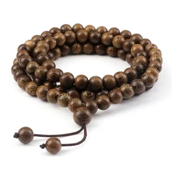 Multilayer 108 Wood Beads Bracelet 8mm Tibetan Buddhist Mala Buddha Charm Rosary Prayer Beaded Bracelets For Women Men Jewelry