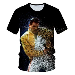 Koningin 3D Print T-shirt Mannen Dames Rock Band Streetwear Zanger Freddie Mercury T-shirt Mode O Hals T-shirt top Harajuku