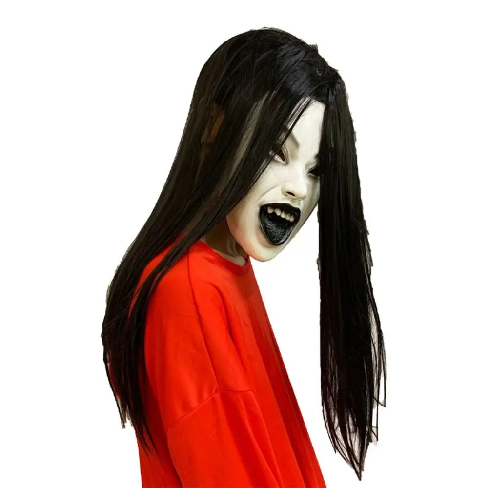 Masque Femme Fantôme en Latex à Cheveux Noirs – photo 5