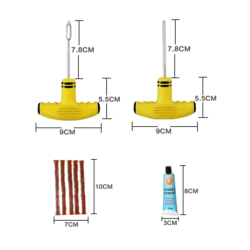 Car Tire Repair Tool Set Vacuum Tire Special Emergency Motorcycle Electric Vehicle Universal Rubber Strip Quick Tire Repair