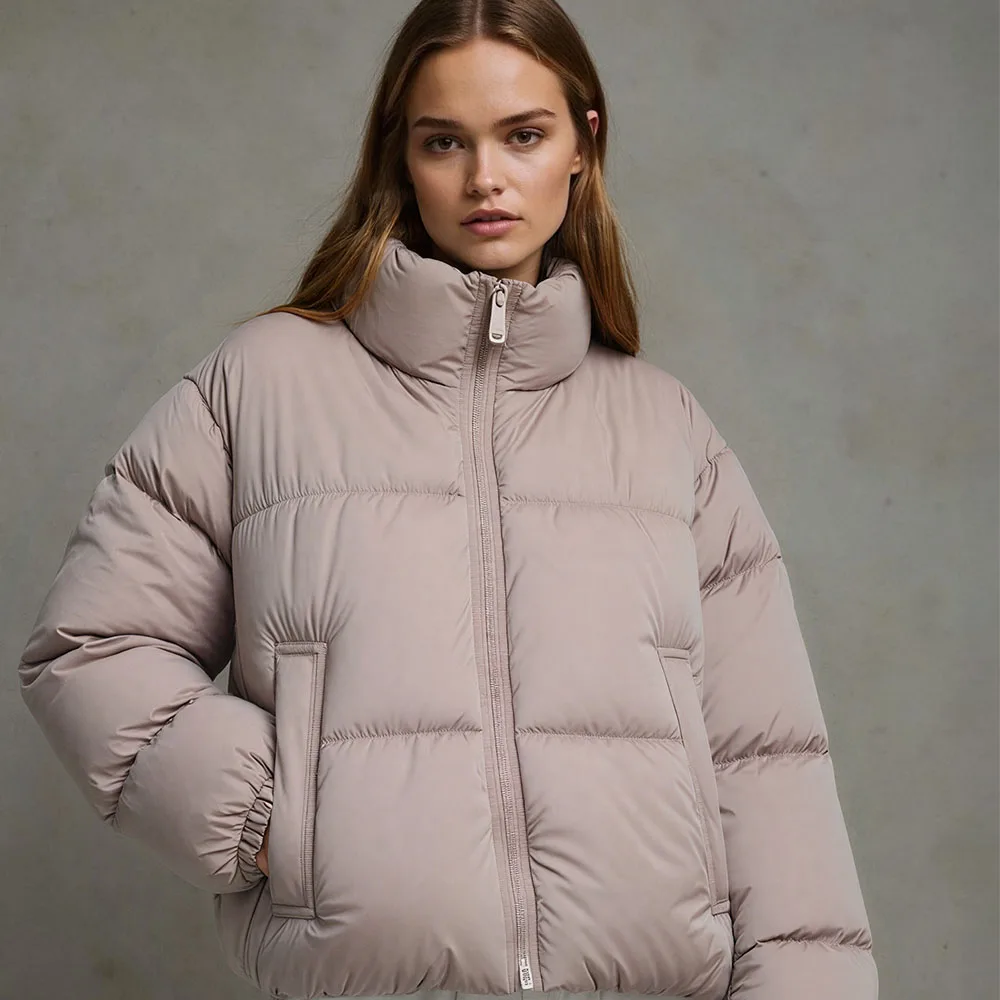 Winter nieuwe damesmode eenvoudig helder oppervlak anti spatten en winddichte dikke jas