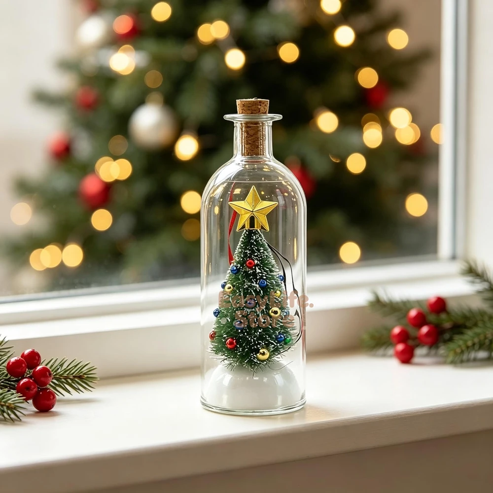 Recordable Christmas Tree Message in a Bottle Ornament with Playback | Voice Message Keepsake, Christmas Decoration